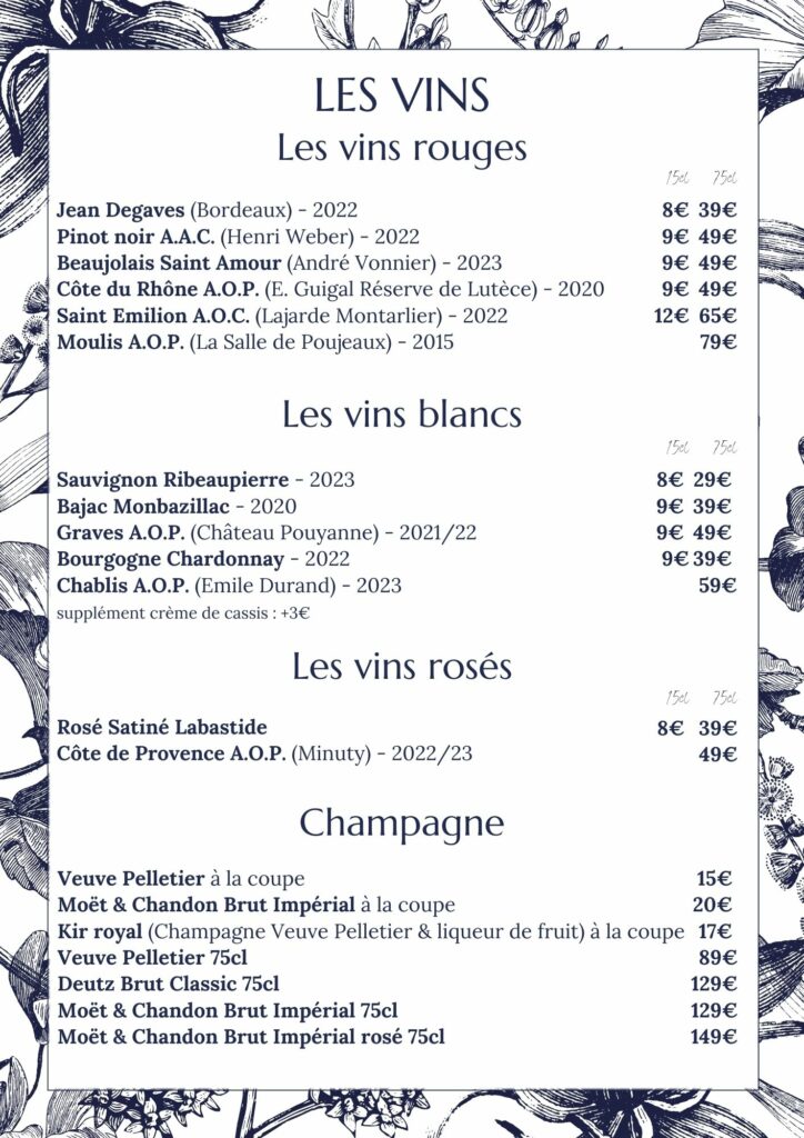 Boissons Diamant Bleu Français