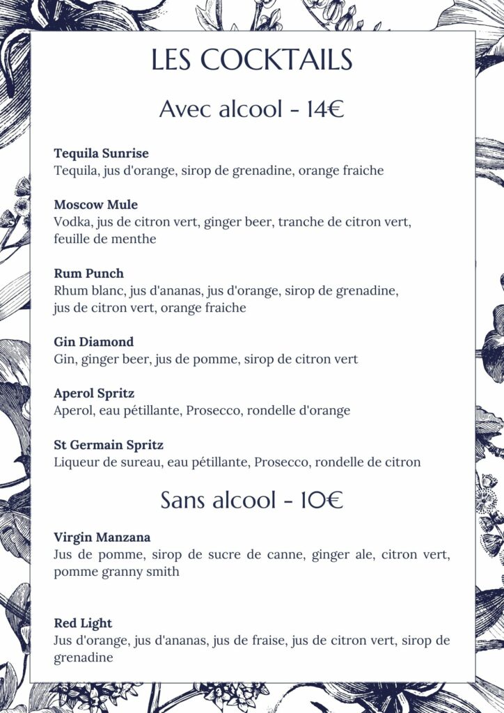 Boissons Diamant Bleu Français